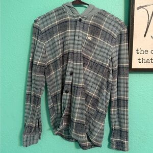 Quiksilver Blue and White Checkered Shirt